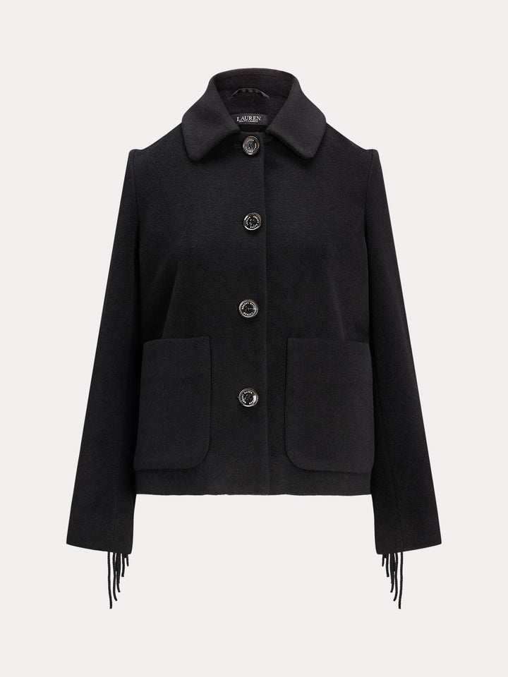 Fringe Trim Wool Coat