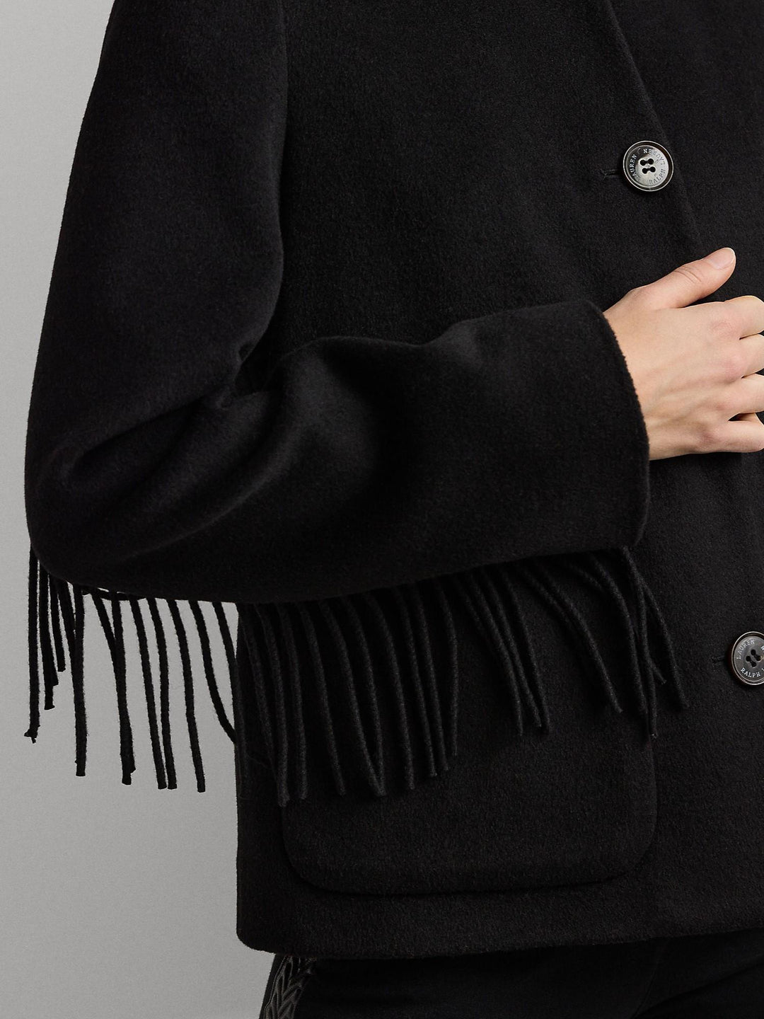 Fringe Trim Wool Coat