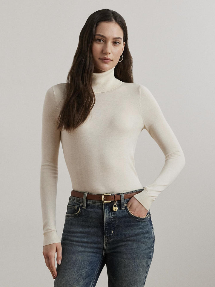 Silk Blend Turtleneck Sweater