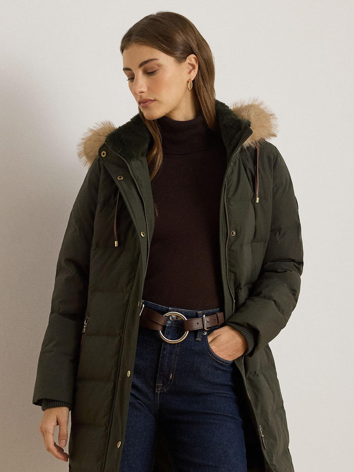 Faux Fur Trim Hooded Down Coat