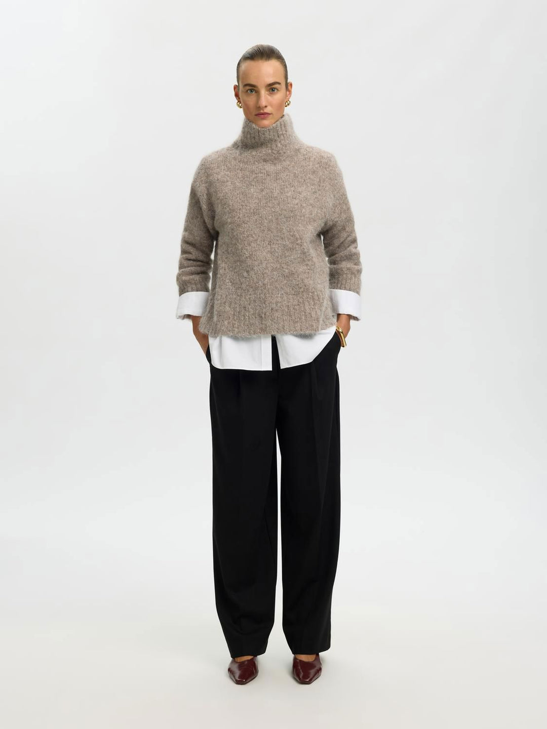 Slwgabriella Ls Knit High Neck Noos