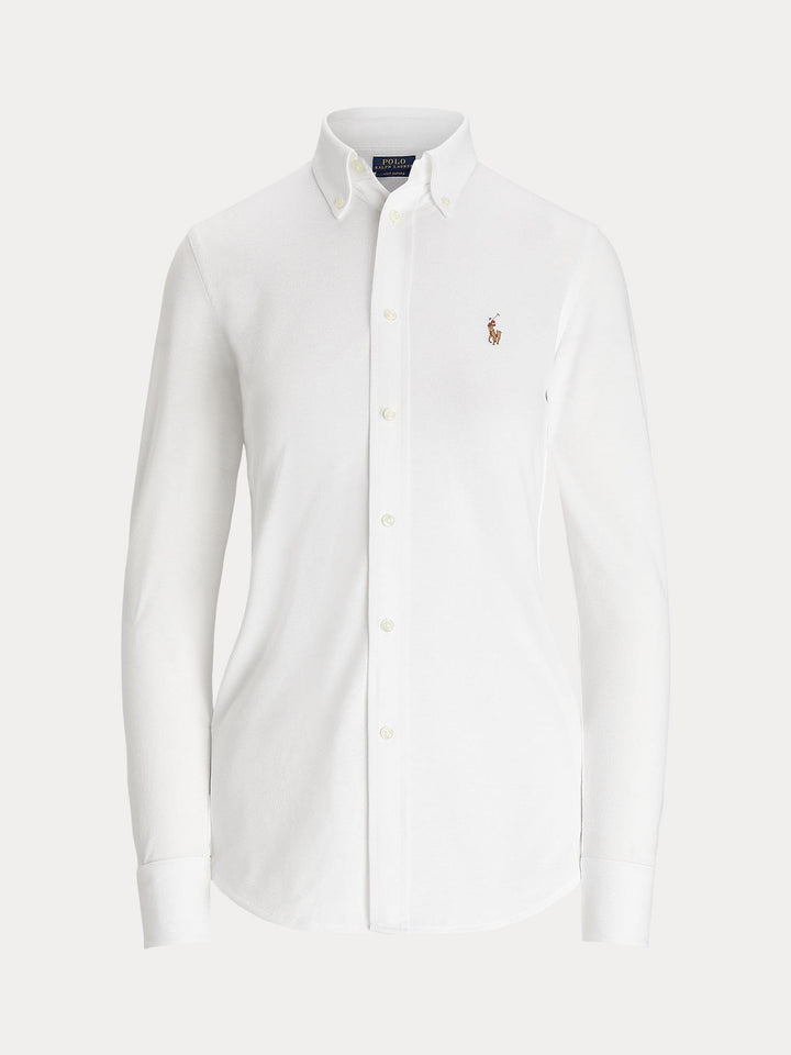 Slim fit knit cotton oxford shirt