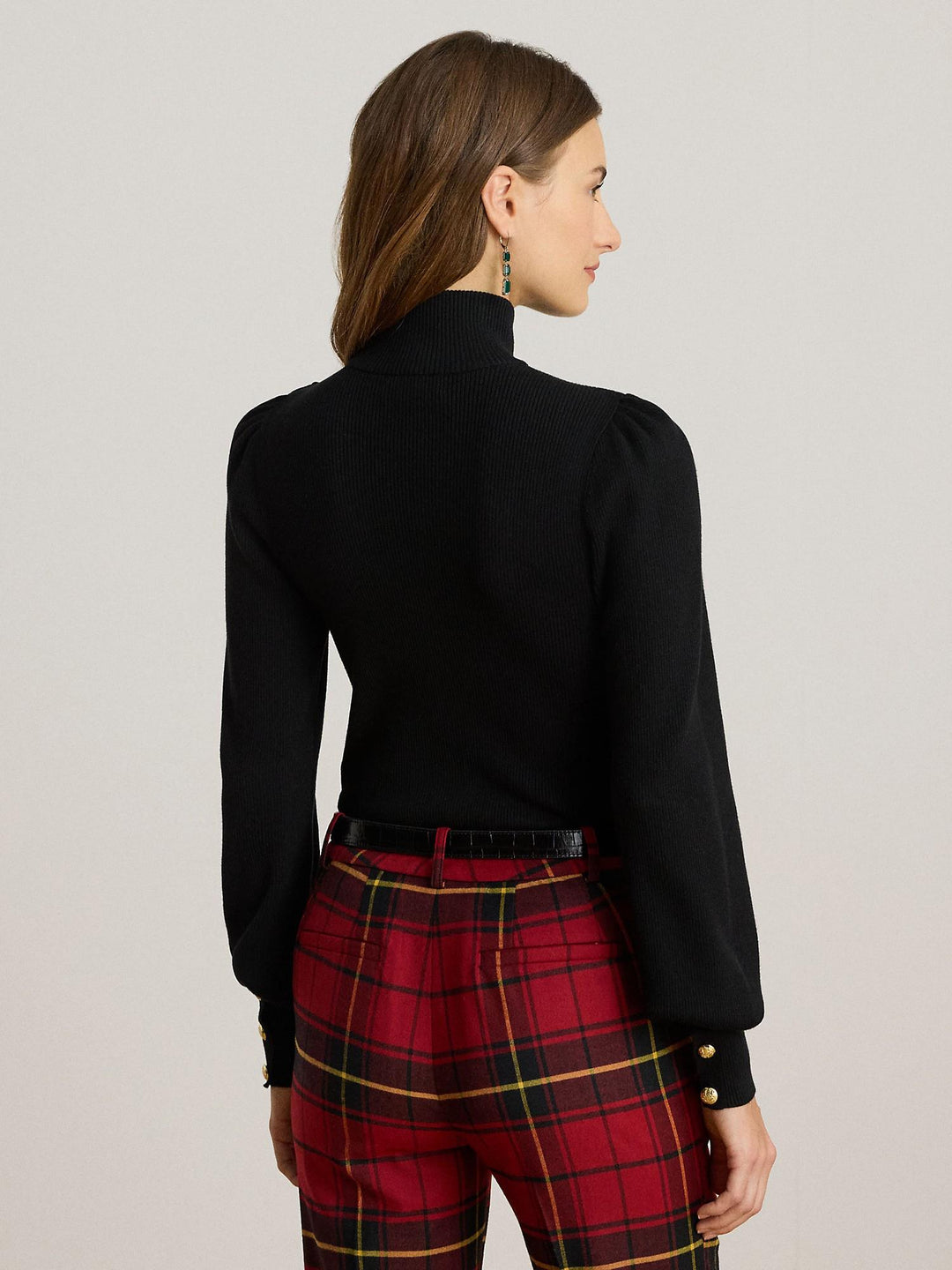 Button Trim Mockneck Sweater
