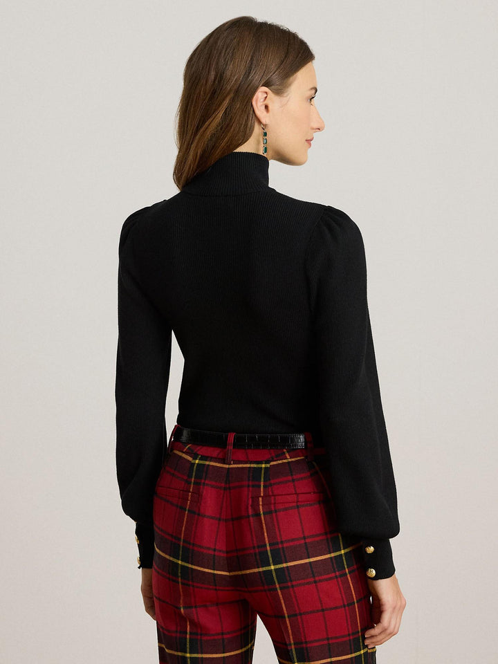 Button Trim Mockneck Sweater