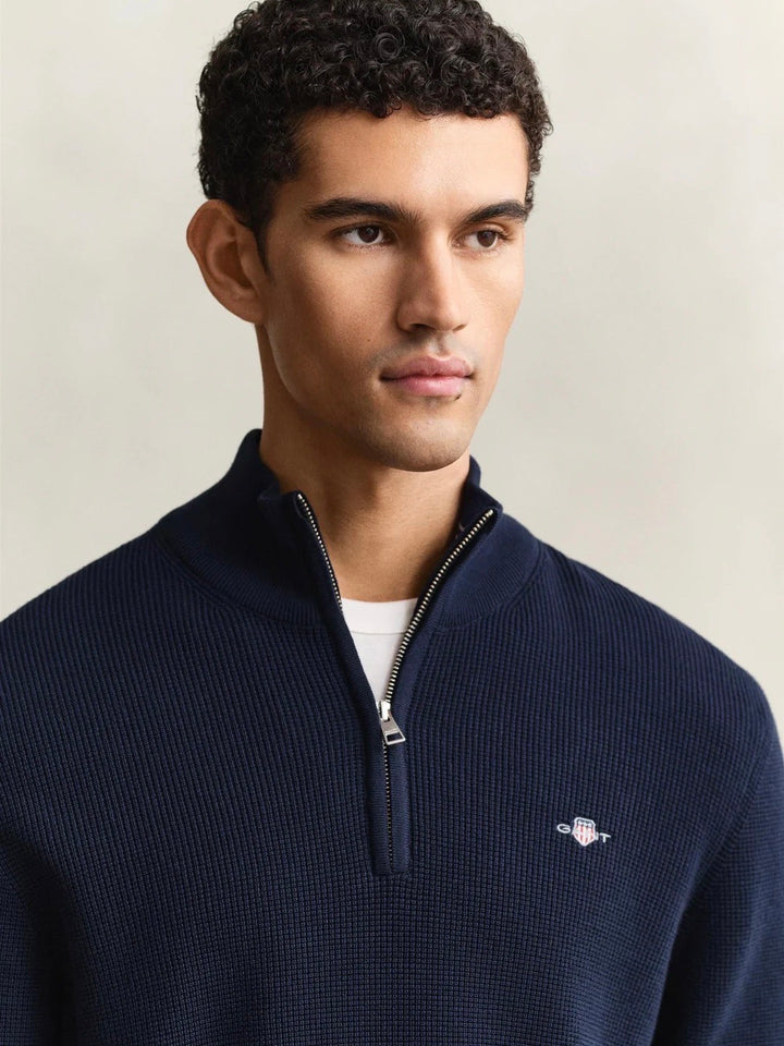 Micro Textured Cotton Half Zip