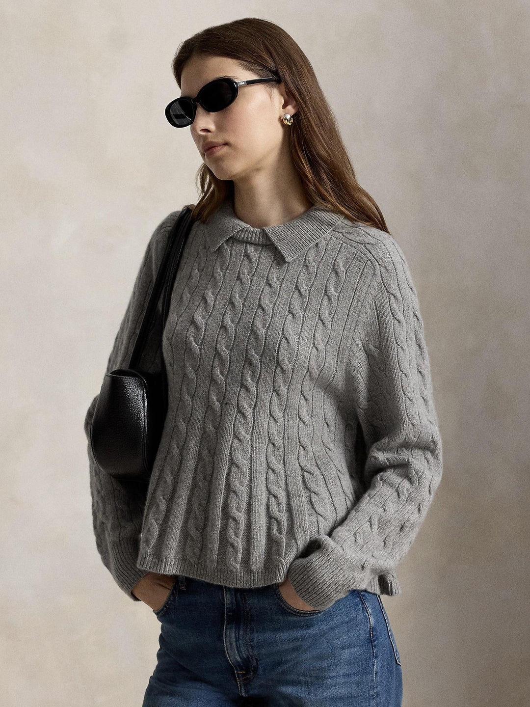 Cable Wool Cashmere Peplum Sweater