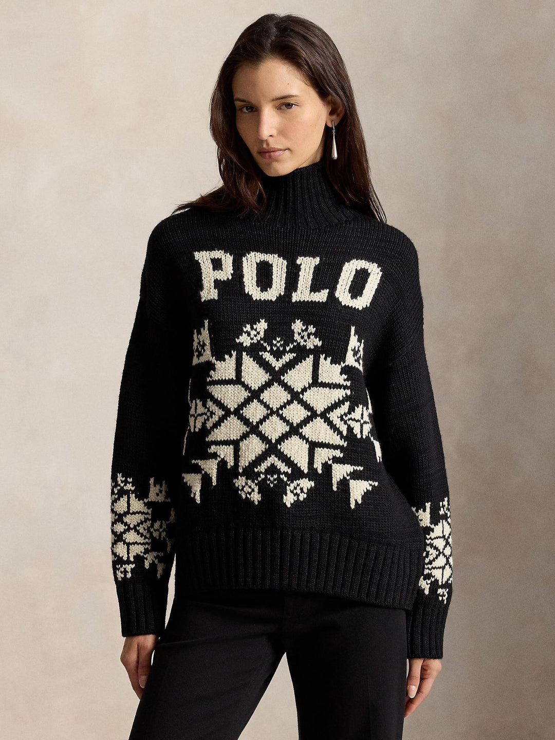 Snowflake Wool Turtleneck Sweater