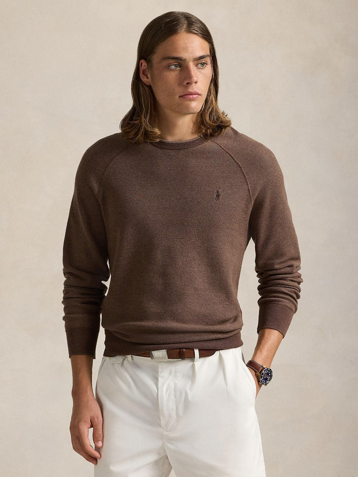 Textured Cotton Crewneck Sweater