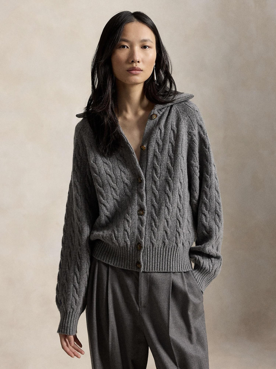 Cable Knit Wool Cashmere Jacket