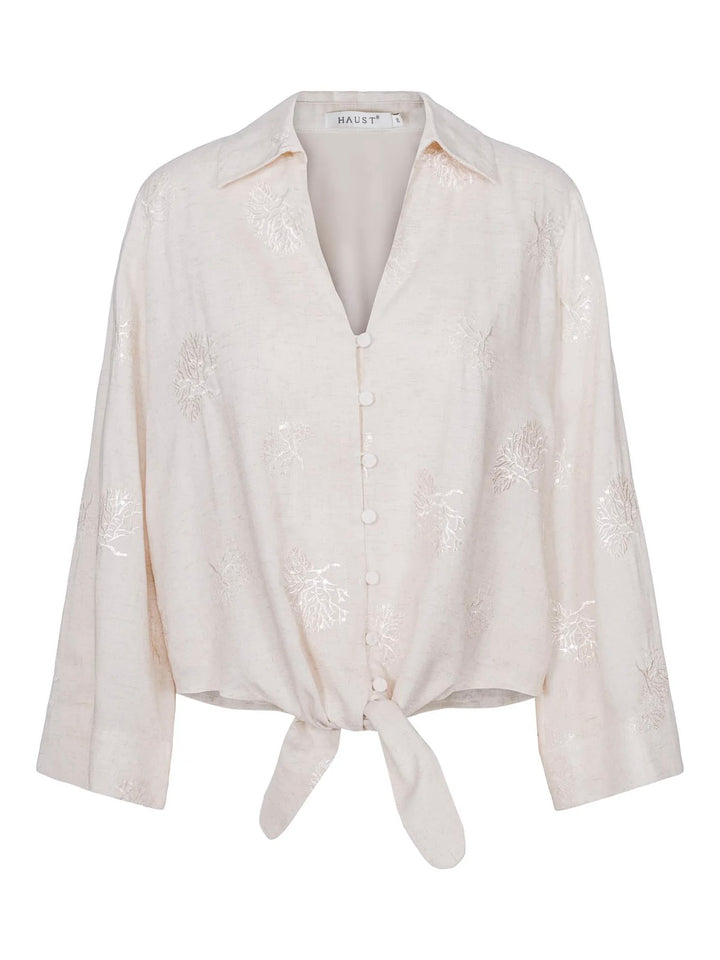 Seq detailed tie shirt