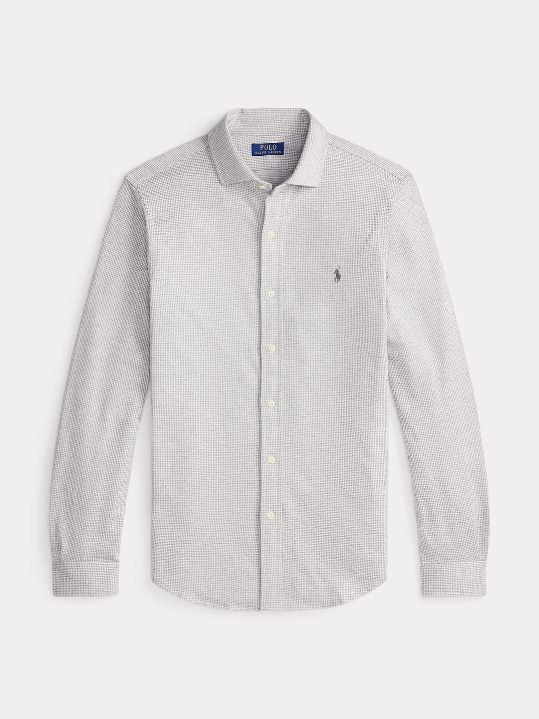 Houndstooth Jersey Spread-Collar Shirt