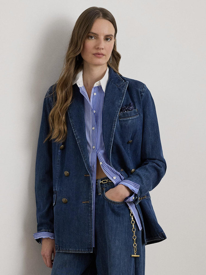 Double breasted denim blazer