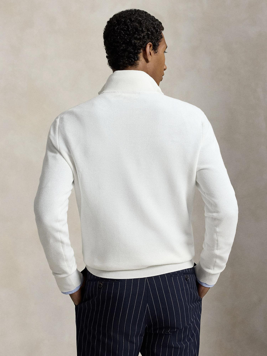 KNIT COTTON QUARTER ZIP SWEATER