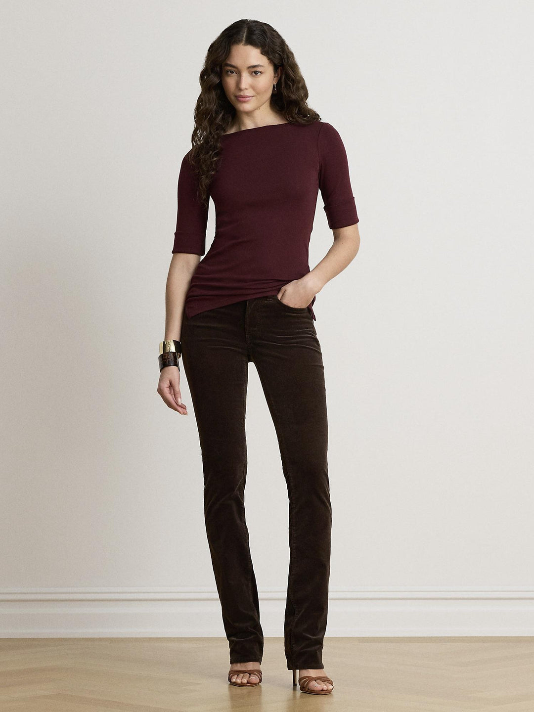 Stretch Cotton Boatneck Tee