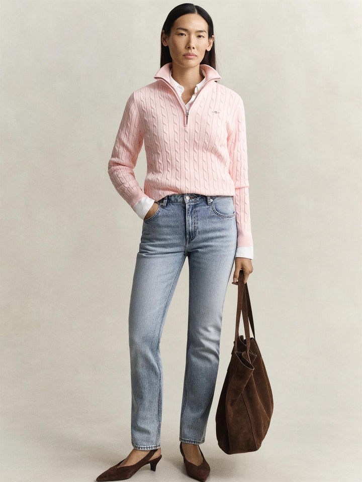 Stretch Cotton Cable Half-Zip
