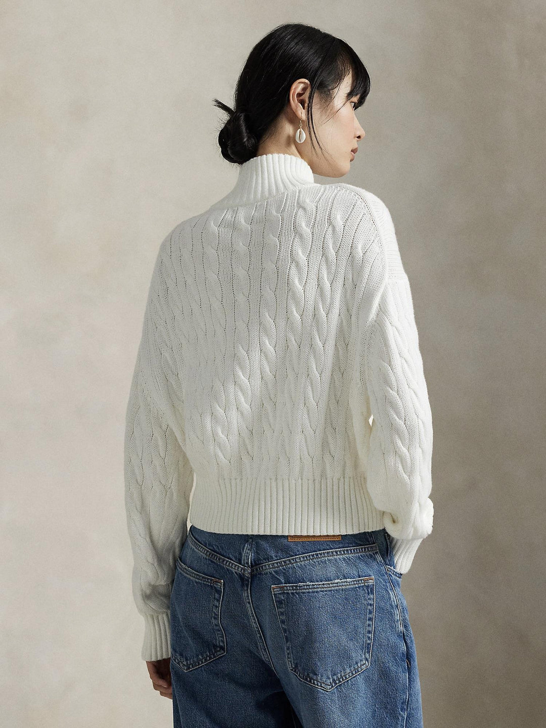 CABLE-KNIT COTTON QUARTER-ZIP SWEATER