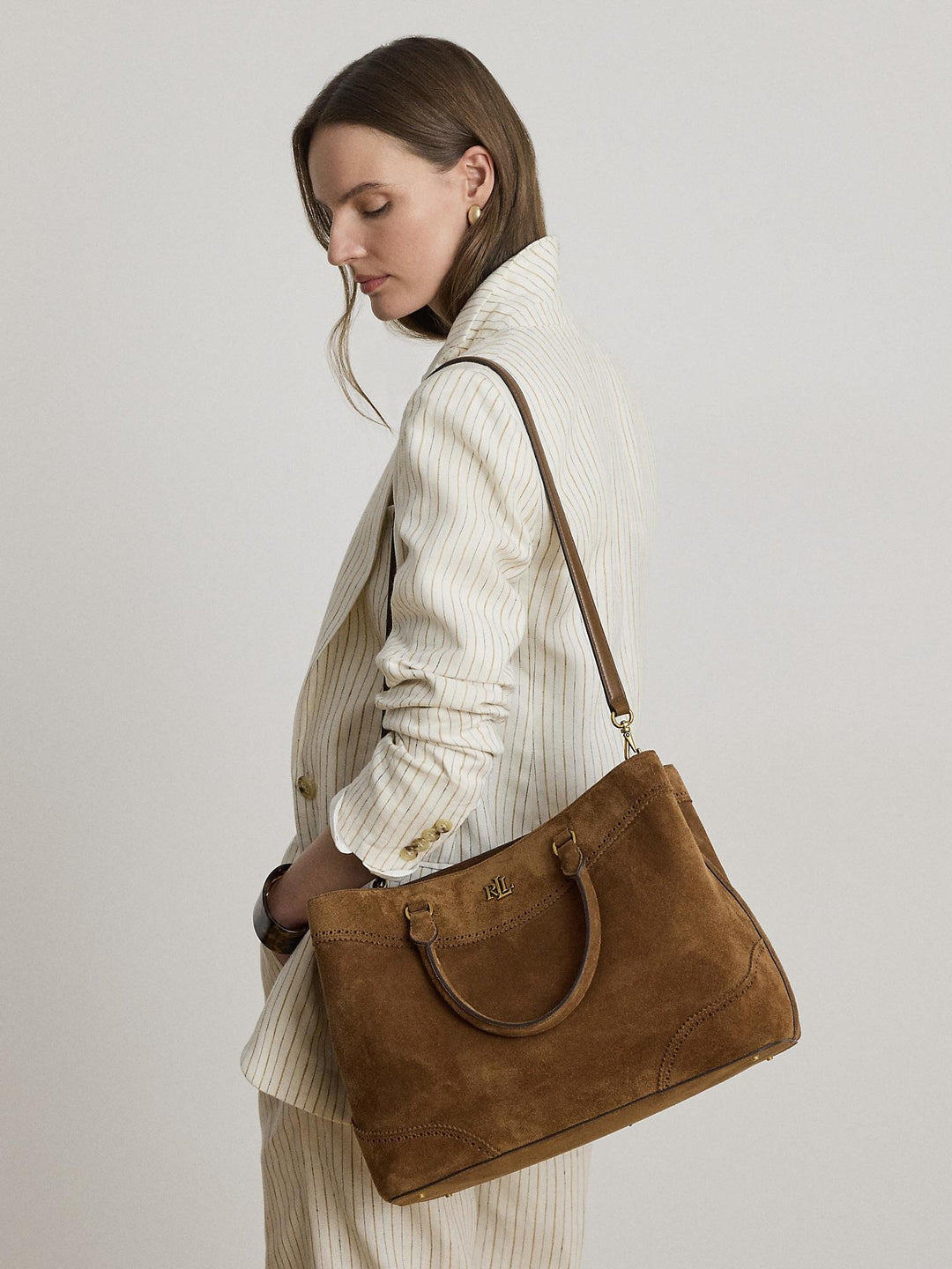 PERFORATED SUEDE LARGE MARCY SATCHEL