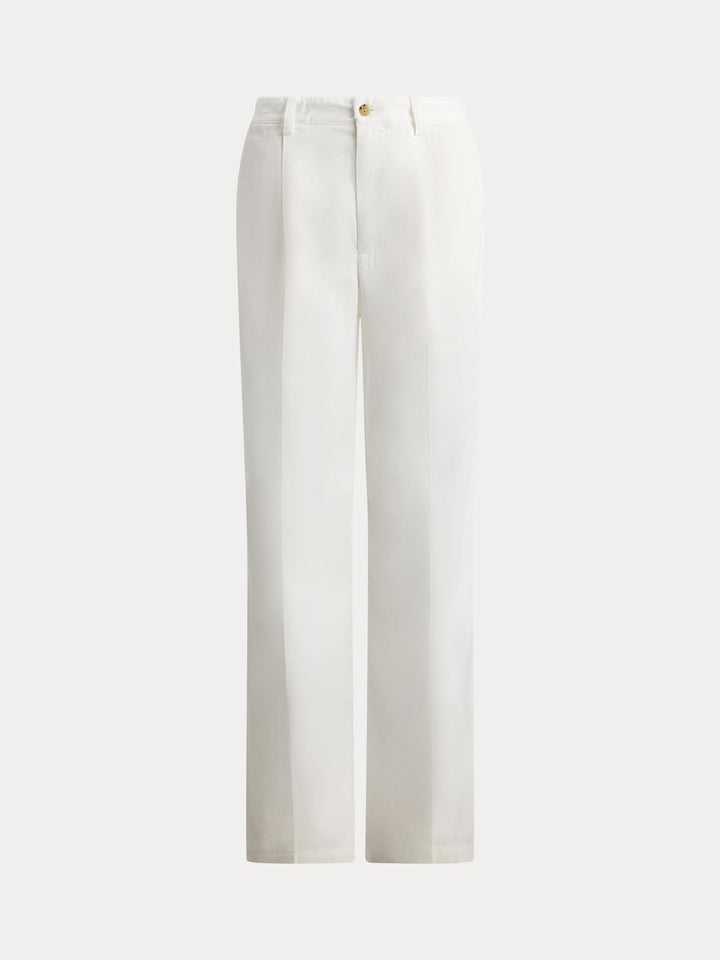 Pleated cotton relaxed pant