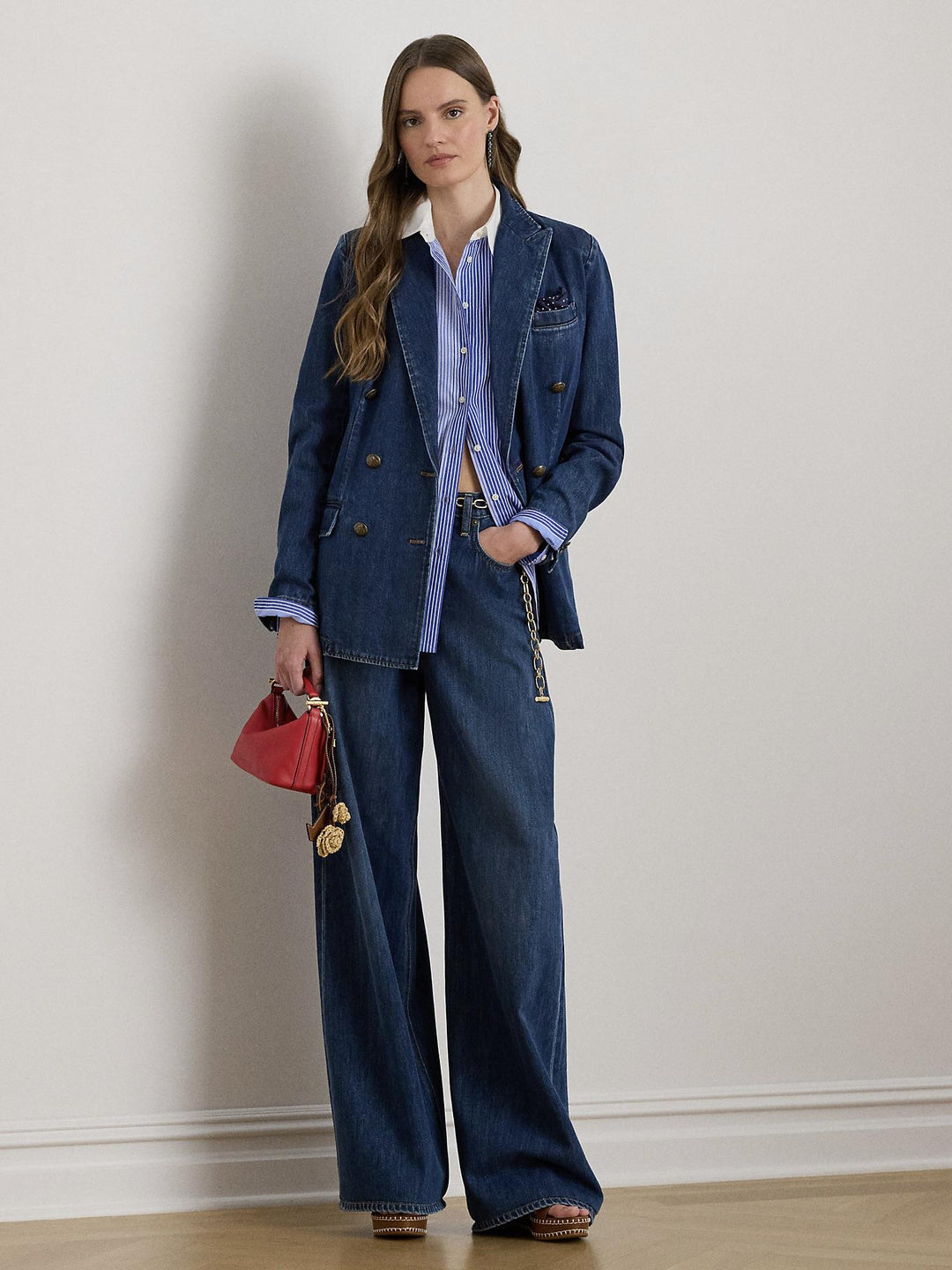 Double breasted denim blazer