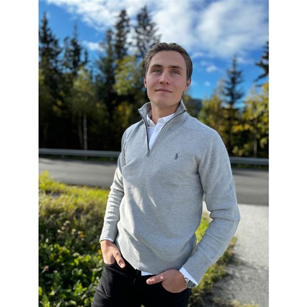 Mesh Knit Cotton Quarter Zip Sweater
