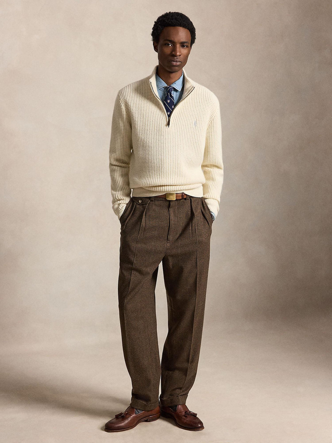 Waffle Knit Wool-Cotton Sweater