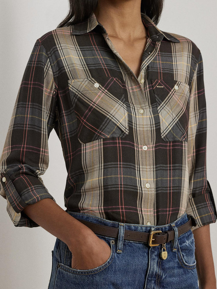 Relaxed fit plaid shirt