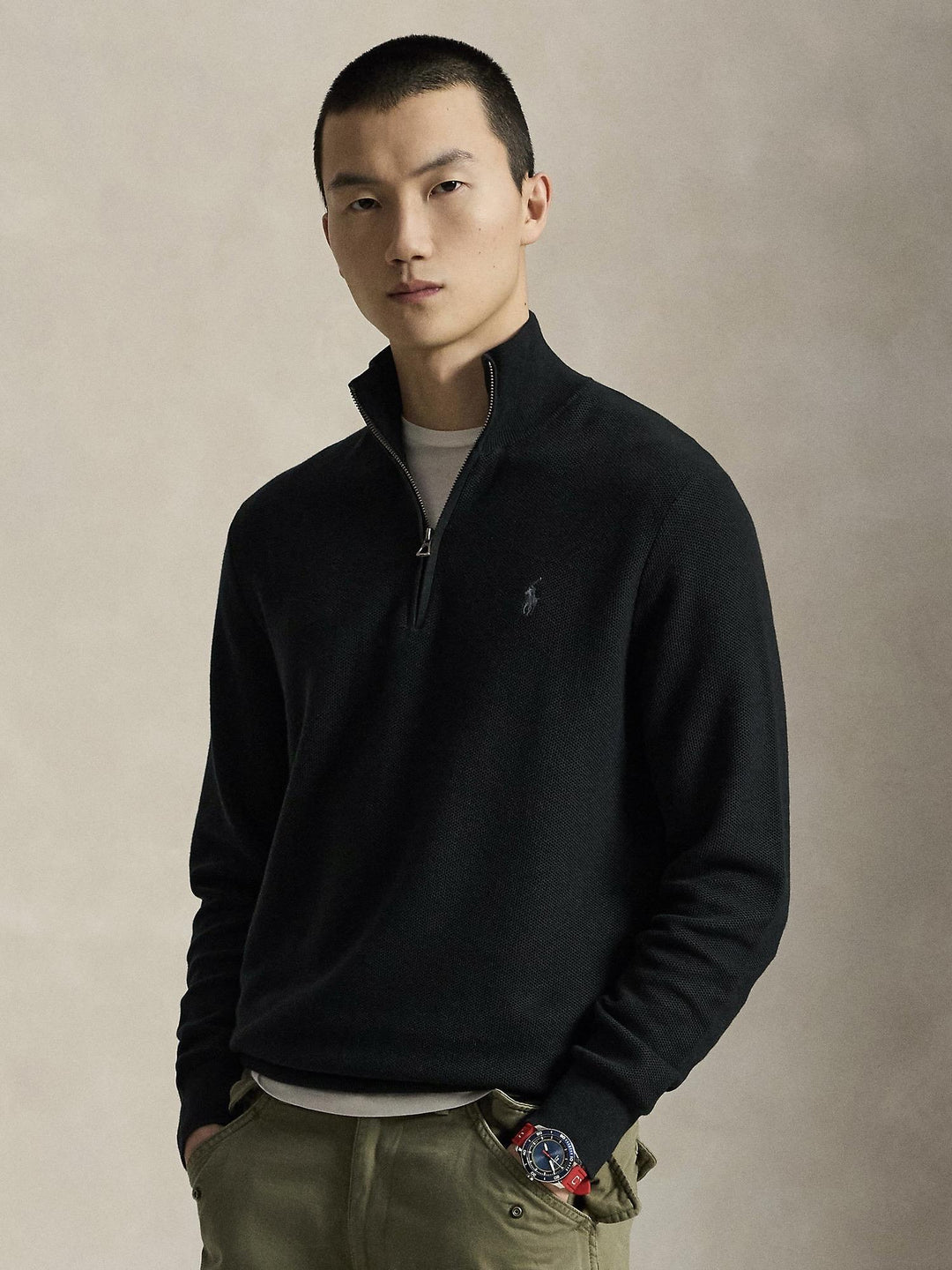 Cotton quarter zip sweater