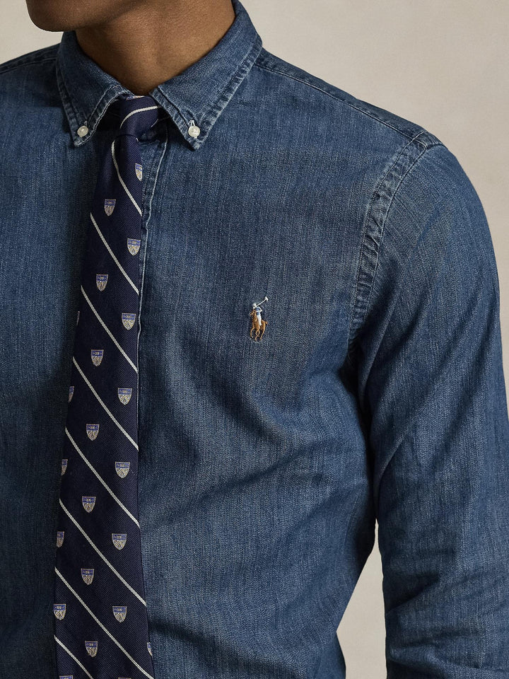 Slim fit denim oxford shirt