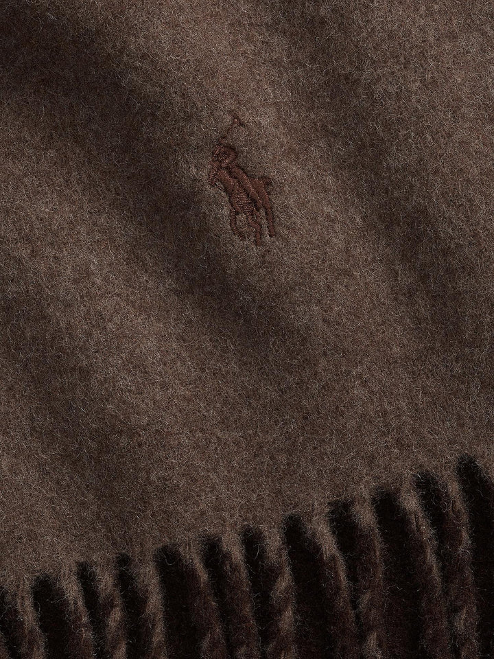 Fringe trim wool scarf