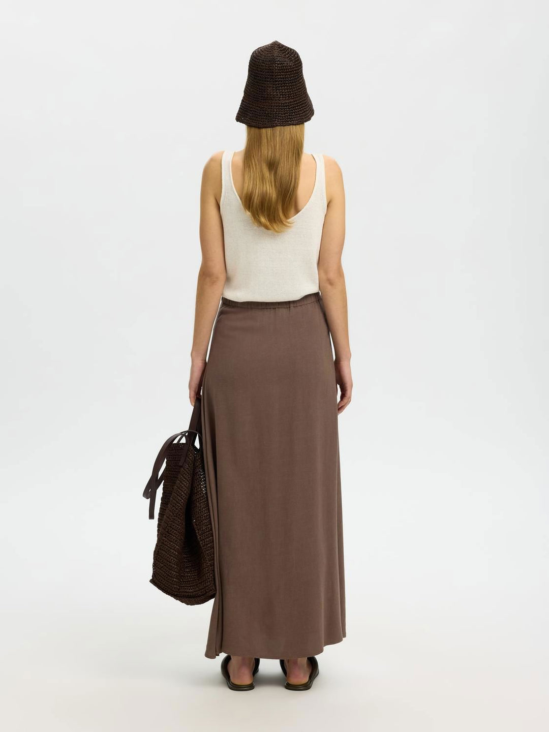 Slwviva Hw Ankle Linen Blend Skirt