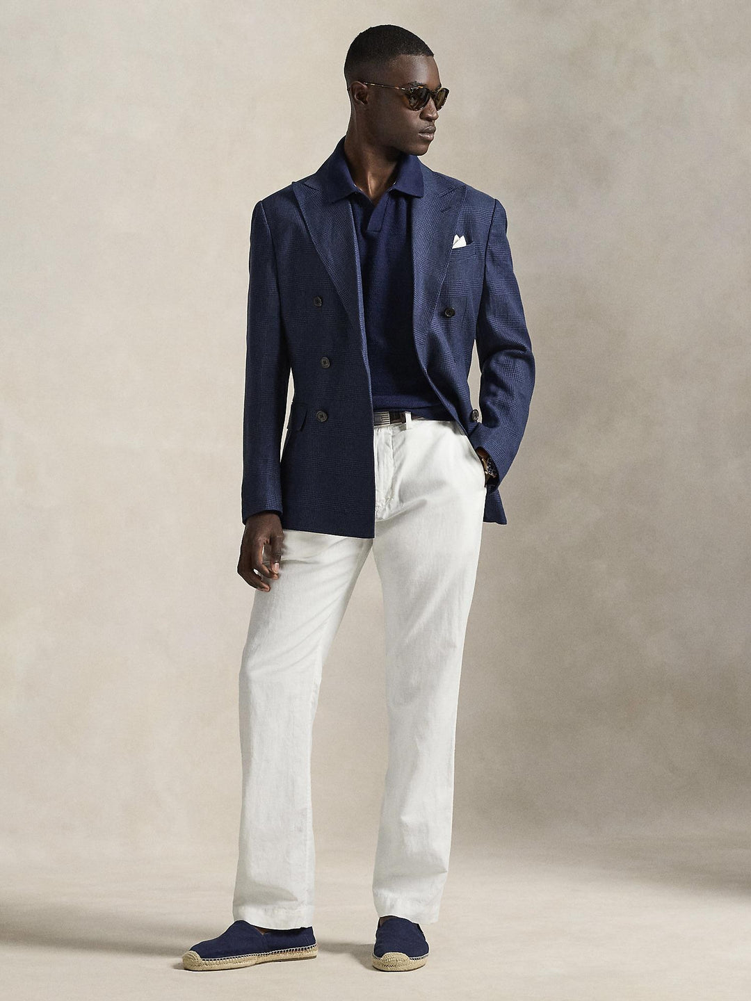 Cotton linen polo sweater