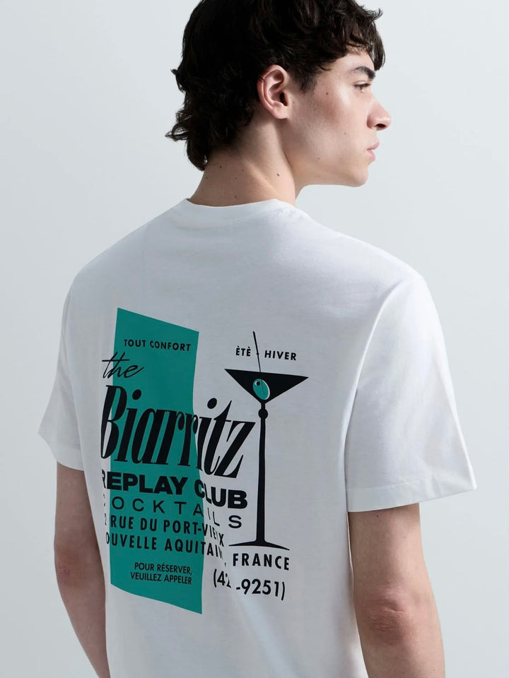 Cocktail print cotton t-.shirt
