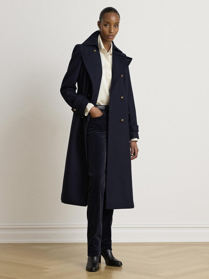 Wool-blend twill coat