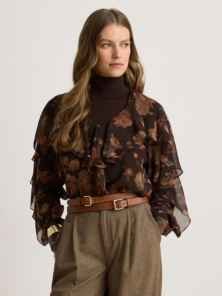 Floral Ciffon V-Neck Blouse