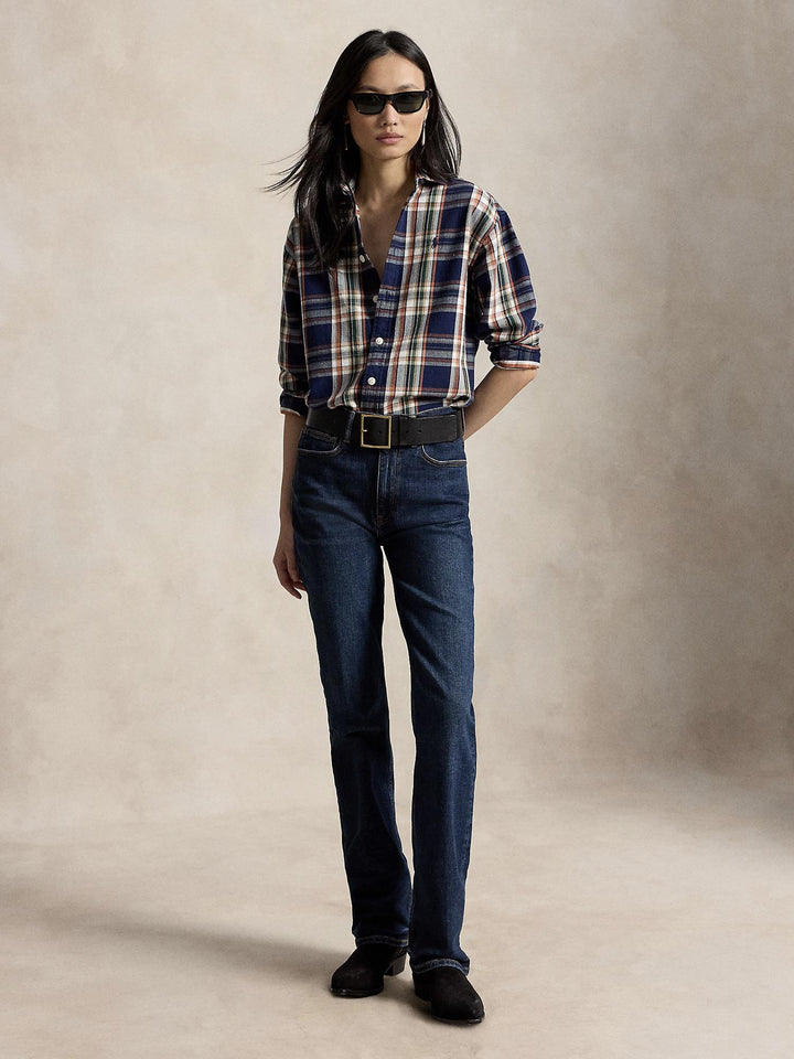 Relaxed fit plaid cotton shirt