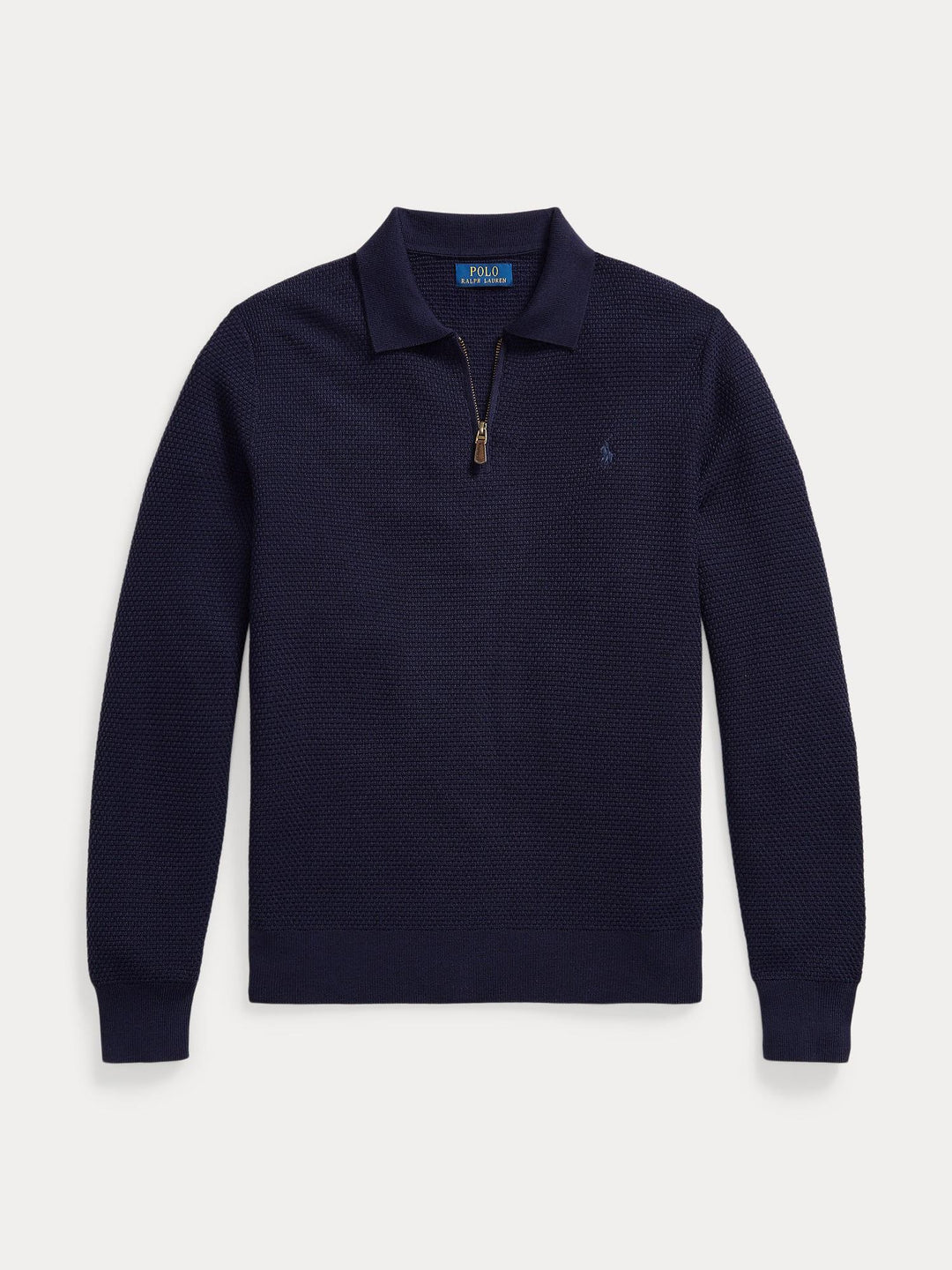 Washable Wool Polo-Collar Sweater