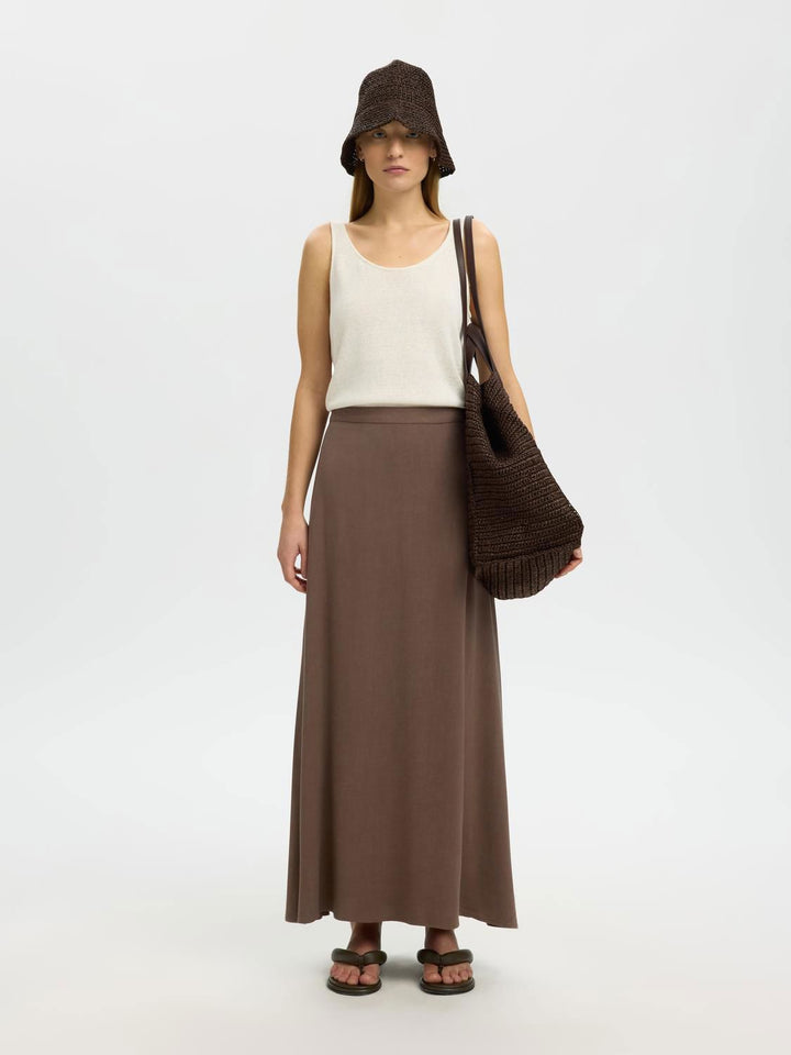 Slwviva Hw Ankle Linen Blend Skirt