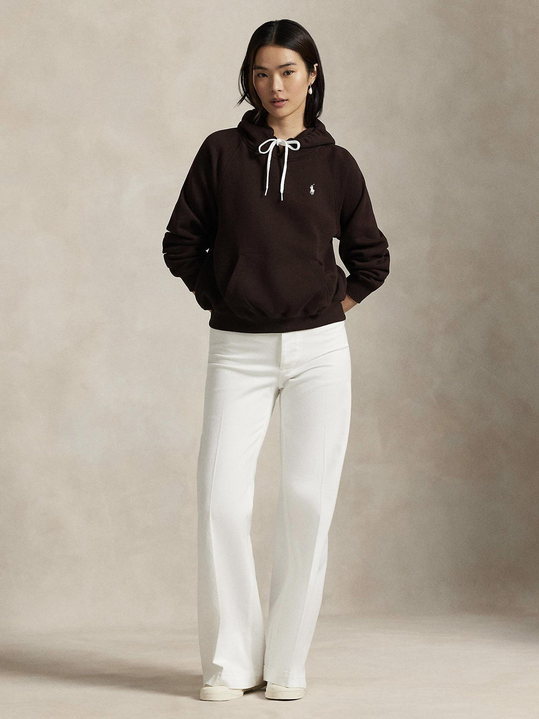 Shrunken fit fleece hoodie