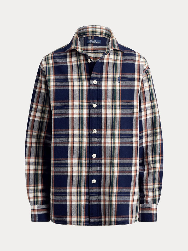 Relaxed fit plaid cotton shirt