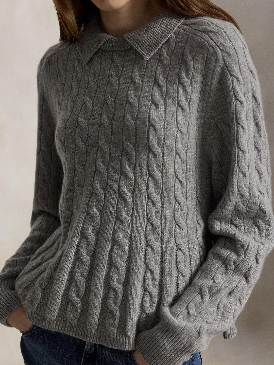Cable Wool Cashmere Peplum Sweater
