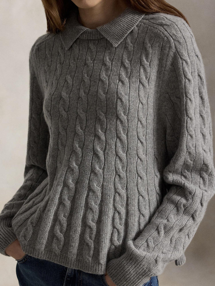 Cable Wool Cashmere Peplum Sweater