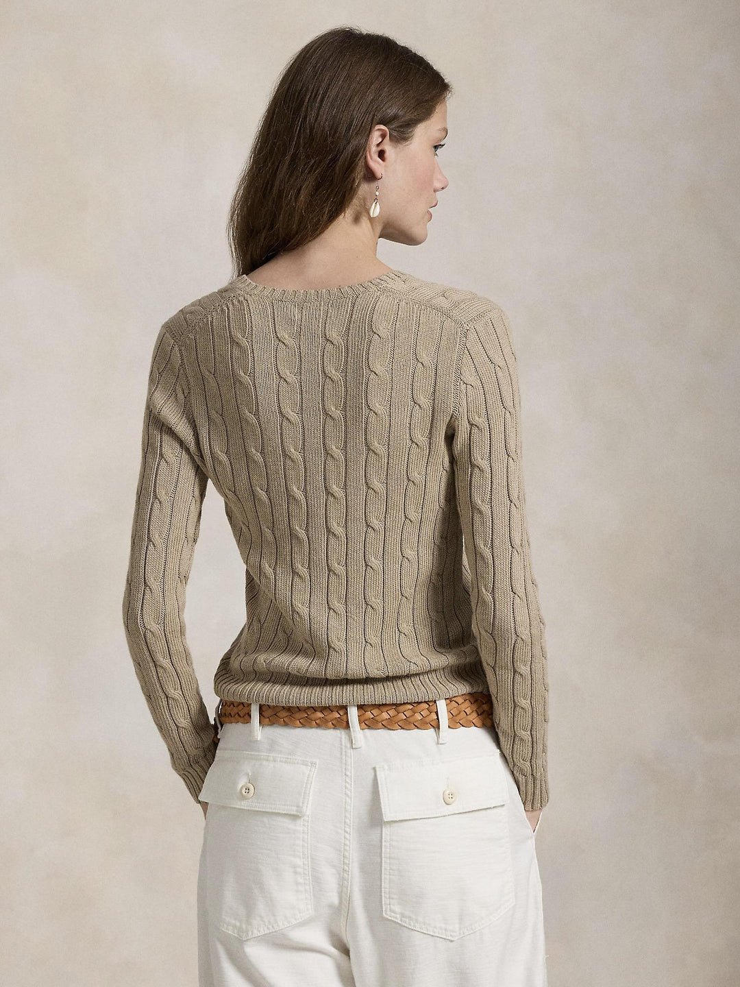 Cable knit v neck sweater