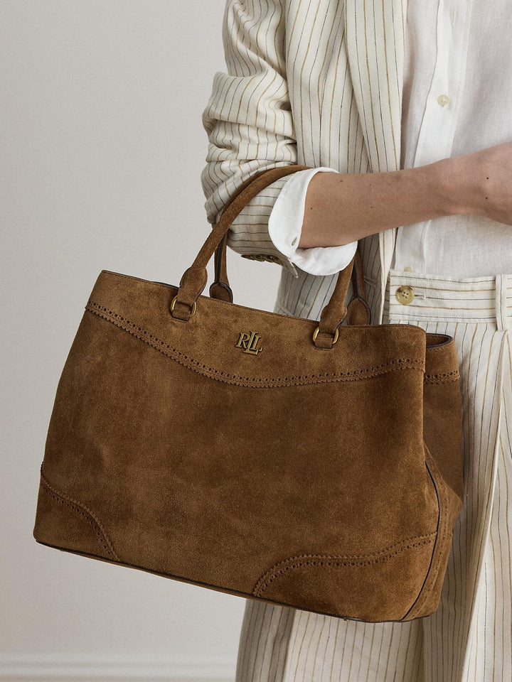 PERFORATED SUEDE LARGE MARCY SATCHEL