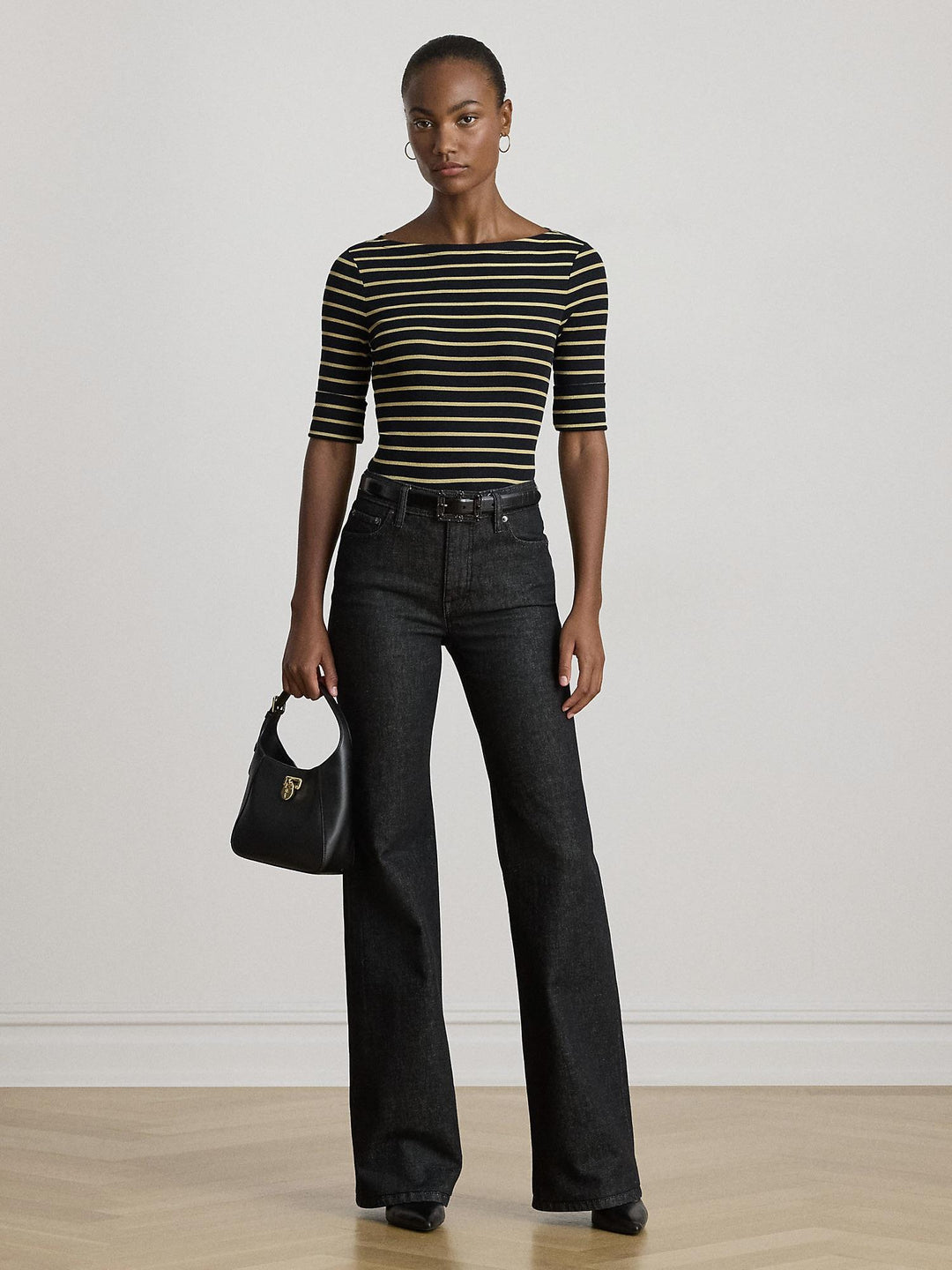 Metallic Striped Boatneck Tee