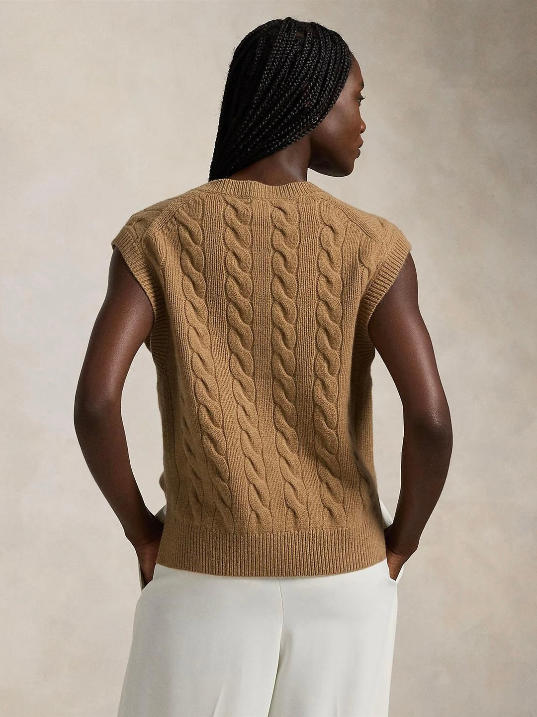 Cable knit cashmere vest
