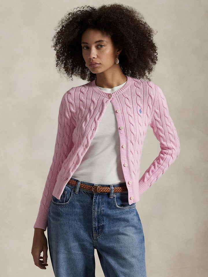 Cable knit cotton cardigan