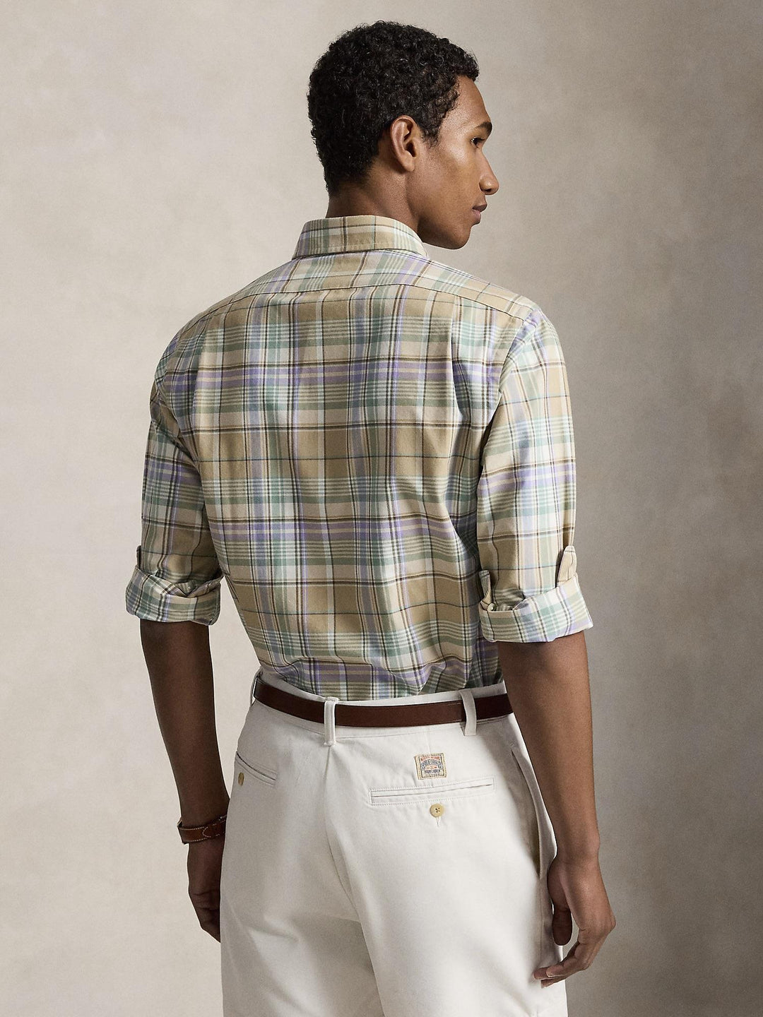 Custom fit plaid oxford shirt