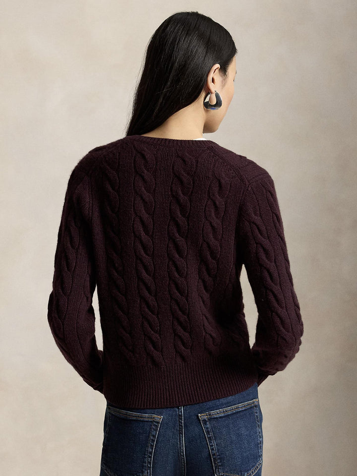 Cable Knit Wool-Cashmere Cardigan
