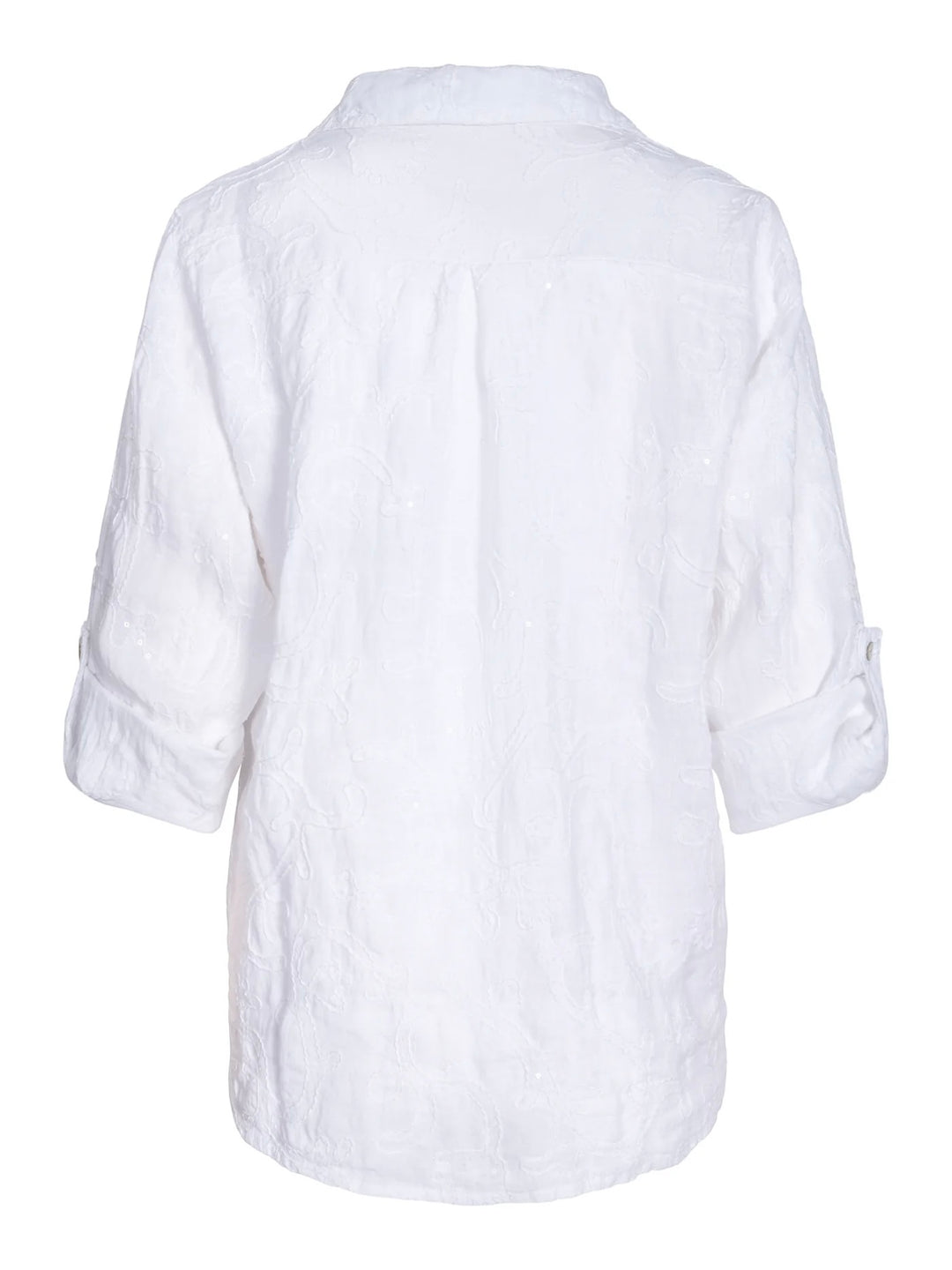 Embr/seq linen shirt