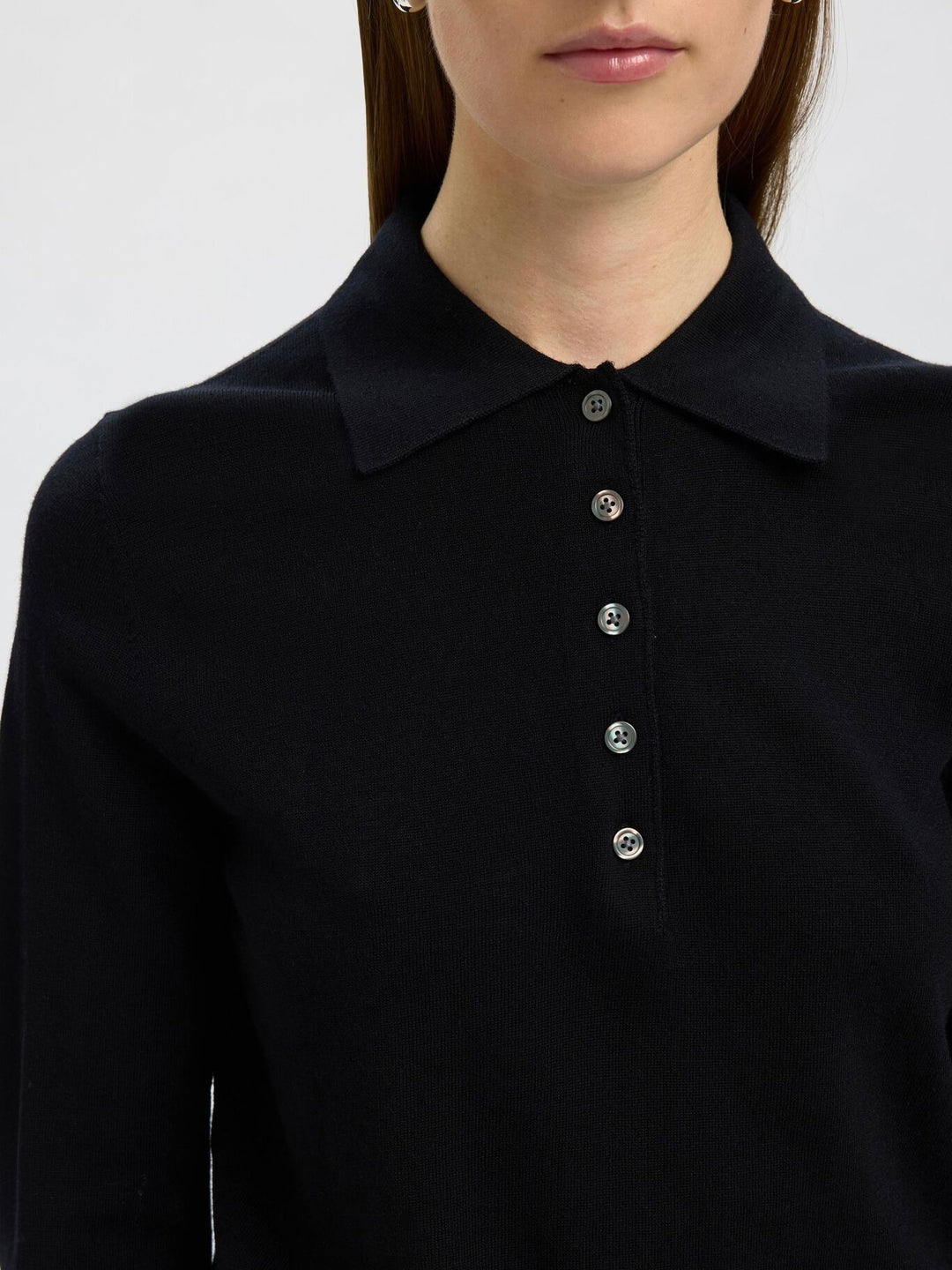 SLFThea LS knit merino collar neck